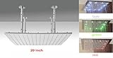 20 "水電源BigステンレススチールSquare 3色LED温度Sensitive降雨シャワーヘッド、クローム仕上げys-1735