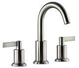 Derengge Solid Brass Two Handle 8 Inch Widespread Bathroom Sink Faucet with Pop up Drain,Brush Nicke