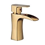 Wovierクロム/つや消しニッケル/ Oil Rubbed Bronzeウォーターフォール浴室排水溝シンク蛇口、シングルハンドル単穴洗面所蛇口、ミキサータップ 82324