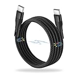 FGY 充電ケーブル 磁気自動収納ケーブル マグネット充電ケーブル 磁石 USB Type-A USB-C Type-C 急速充電 PD60W タイプC 磁気吸着 ナイロン三つ編み (Type CtoC 1.5m, Black)