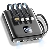 【22000mAh大容量&2024新登場·4本ケーブル内蔵】モバイルバッテリー 大容量 5台同時充電 急速充電 軽量&ケーブル着脱可 スマホ