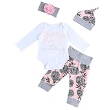 SIEGES ベビー服 赤ちゃん ロンパース ボディスーツ スナップボタン 花柄 長袖 4セット (70cm)