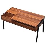 UNE BONNE(ウネボネ) センターテーブル テーブル ローテーブル 木製 コンソール付き 収納 内装 引出し付 収納ボックス コーヒーテーブル リビングテーブル ローズウッド