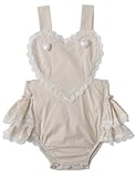 Messy Code幼児ベビー女の子ロンパース幼児ボディスーツBoutiqueハートフリルとレースジャンプスーツガールズ服 カラー: ベージュ