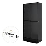 【JAJAN】フィギュアラック「サード(3rd)」ワイド LED付き扉タイプ 幅83cm奥行39cm高さ180cm ハイタイプ ブラック【正規品】[鍵付きコレクションケース][棚プレ対象商品]