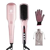 MiroPure ダブルマイナスイオン ストレートブラシ アイロン 火傷防止 温度ロック機能 ...