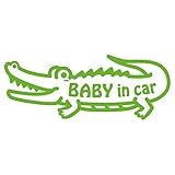 imoninn BABY in car ステッカー　【シンプル版】　No.67　ワニさん　（黄緑色）