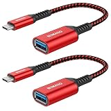 NIMASO USB C 変換 アダプタ (Type C - USB 3.0 メス) 20CM OTG ケーブル タイプC 変換コネクター (2本入り, レッド)