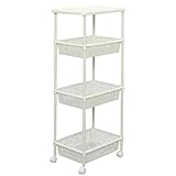 アイリスオーヤマ ワゴン メタルポール 4段 幅33.5cm ワイド ホワイト MKW-4W