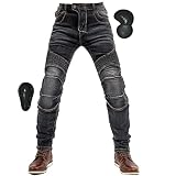 [RENHE] バイク用パンツ メンズ ライディングパンツ プロテクター付き メンズデニムパンツ オールシーズン ライダースパンツ 耐磨 ツーリングジーンズ ストレッチ素材 ブラック1 Sサイズ