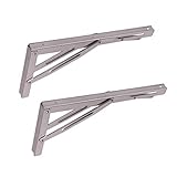 14インチ 折りたたみシェルフブラケット (ブレース) 高耐久 テーブル 折りたたみ棚 ブラケット、マリングレード 高耐久 ステンレススチール 最大 負荷 580 ポンド (ロングリリースハンドル)、