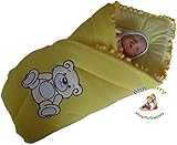 BlueberryShop Embroidered Jersey Swaddle Wrap Blanket Sleeping Bag for Newborn baby shower GIFT 100%