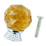 SODIAL(R) 1ｘクリスタル引き出し/キャビネット/ドアプル/ノブ/ハンドル（ディープイエロー）