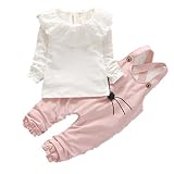 (フラジオレット)frageolet 子ども ベビー 服 レース ブラウス サロペット セット (90, ピンク)