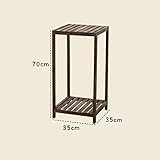 フラワーラック、ソリッドウッド中国スタイル複数の層のリビングルームバルコニーフラワーポットラックフラワーシェルフ ( 色 : Carbon color , サイズ さいず : 35*35*70cm )