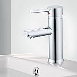 Matee真鍮シングルハンドル1つ穴バスルームシンク蛇口& Wash Basinコールド/ホット水タップクロームメッキ