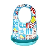 杜屋トヤ　ベビー用品　食事用スタイ　よだれかけ　ビブ　マジックテープ　かわいい　花柄　アニマル　動物　カー　出産祝い　プレゼント　保育園　35 x 25 cm (E)