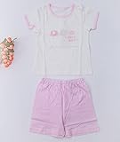 iTimes子ども肩開きセット　ホームウェア　赤ちゃんパジャマ夏用　リラックスセット　やわらかい肌触り　綿100％ (80, ピンク)