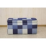 ボックススツール ベンチ 【ビッグ】 幅81cm デニム地 座面下収納付き 【完成品】