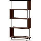 ottostyle.jp S字 オープンラック 5段 【4カラー】 収納棚 木目調 間仕切り アジャスター付き ディスプレイラック / シェルフ ジグザグラック リビング キッチン (ダークブラウン)