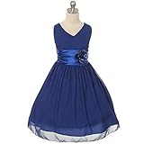 RoRykon 子供ドレス キッズドレス ワンピース 女の子 女児 ガールズ フォーマル 発表会 結婚式 入園式 演奏会 (130cm, ネイビー)