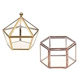 Perfk 2個セット　ジオメトリック　テラリウム　ジュエリー　ボックス　卓上　多肉植物　プランター　装飾