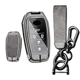 toyota向けの キーホルダー スマートキーケース キー保護 トヨタ 新型 ヴォクシー ノア 90 系 キーケース アルファード ヴェルファイア30系に適用 クレージホースレザー 車用 キーチェーン グレー