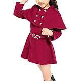 WIN ケープ 付き コート 風 ワンピース 女の子 フォーマル 紺 ワイン 赤 キッズ ガールズ 子供服 秋 冬 110cm 120cm 130cm 140cm 150cm 160cm (110cm