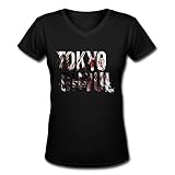 JIasOレディース東京喰種VネックコットンTシャツ US サイズ: XXL カラー: ブラック