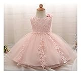 WIN ベビードレス ベビーデイジー 結婚式 セレモニードレス フォーマルドレス 子供服 女の子 　　赤ちゃん お宮参り ティアードスカートベビードレス フォーマルドレス (80cm, ピンク)