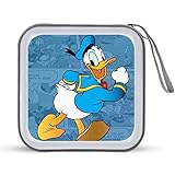 ドナルドダック CDケース プラケース スリム BD DVDケース 大容量 40枚収納 ディスク収納ケース 小型 持ち運び便利 可愛い 男女兼用 旅行 自宅用 セミハード ファスナー付