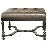 Crestview Collection CVFZR722 Birch Furniture Camden Grey Leather Ottoman with Nailhead Trim [並行輸入品]