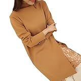 (シービリーヴ)SeBeliev ニット セーター 秋冬 大人 長袖 ワンピース レース 無地 ハイネック ひざ丈 タイト チュニック ワンピ 裾レース 膝丈 クルーネック 厚手 大きい キレイメ ロ