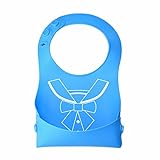 Tovadoo ベビー 食事用エプロン シリコーン製　防水　水洗い簡単　バンド調整可　出産祝い　プレゼント　五色入　30*19cm　1-3歳