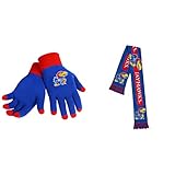 NCAA Kansas Jayhawks Bigロゴスカーフとグローブソリッドニット2パックバンドル
