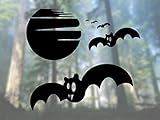 Bats SpookyキュートMoon Halloween Vinyl Decal – 選択サイズ (C) Large: 12" ブラック CV214_Black_12"