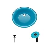 ugm-turquoiseアンダーマウント、アンティークブロンズWaterfallガラスバスルームシンク蛇口、とグリッドドレイン