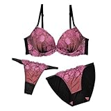 [dazzy] 育乳ブラジャー 脇高ブラジャー ショーツ セット 補正下着 グラマーリッチフルーロン ブラジャー & フルバック & Tバックショーツ | 大きいサイズ ブラジャー ショーツ セット 脇肉 贅肉 ピンク F75