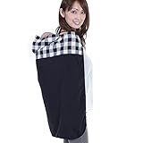 授乳ケープ マルチケープ ケープ 抱っこ紐ケープ おんぶ紐 ケープフード付き チェック柄 クリップ付き (ブラック×ホワイト)
