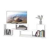 DEVAISE テレビ台 テレビラック テレビボード ローボード 伸縮 幅1100～2200mm 65インチまで対応 コーナー 収納ラック 2点セット ハニカム構造棚板 一年保証 簡単組立 ホワイト WF0015A