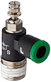 Legris 7668 56 14 Nylon Air Flow Control Valve, 90 Degree Elbow, Meter-In, External Screw, 1/4 Tube 