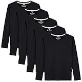 Sukinana インナーシャツ メンズ 肌着 5点セット 綿100% 長袖 tシャツ 丸首 防菌防臭 柔らかい 快適 メンズ 服 春 秋 冬 (L, ブラック)