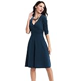 (ラグロージー)LuxRosy* レディース カシュクール　ワンピース 五分袖 膝丈 デート ピーコックブルー S