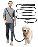 WANFIRE ハンズフリー 犬用リード 多機能 クロスボディ 1.5-2.7m 調節可能ウエストベルト 散歩・ジョギング・トレーニング・ランニング・ハイキング用 (黒 5-8.8ft)