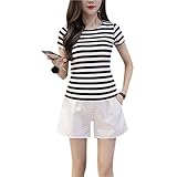 KINDOYO マタニティパンツ、女性ファッション夏プラスサイズカジュアルショートパンツ、弾性ウエスト妊娠中のパンツ (ホワイト,M)