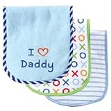 Luvable Friends I Love Mommy and Daddy Baby Burp Cloths, Blue Daddy, 3-Count by Luvable Friends [並行輸
