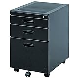 不二貿易 インキャビネット 3段 鍵付き キャスター付き ブラック 78008