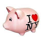 I Love NY 小さな ピンク セラミック製 ブタの貯金箱