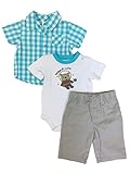 Little Wonders幼児男の子ブルーチェック模様シャツホワイトクリーパーグレーShorts カラー: ブルー