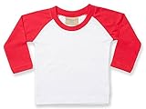 Larkwood Baby Long Sleeved Baseball T-Shirt (12-18) (White/Red) by Larkwood